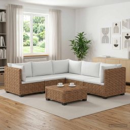 vidaXL 6 db Rattan Kerti Bútor Készlet Párnákkal GENDT Természetes