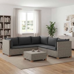 vidaXL 6 db Rattan Kerti Bútor Készlet Párnákkal GENDT Kubu Szürke