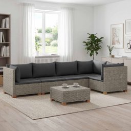 vidaXL 6 db Rattan Lounge Szett Párnákkal GENDT Természetes Rátta