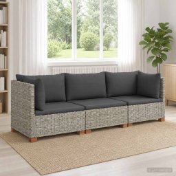 vidaXL 3 db Rattan Kerti Bútor Készlet Párnákkal GENDT Kubu Szürke