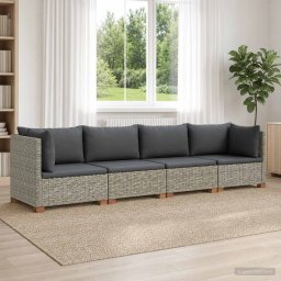 vidaXL 4 db Rattan társalgó szett párnákkal GENDT Természetes Rátta