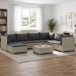 vidaXL 8 db Rattan Kerti Bútor Készlet Párnákkal GENDT Kubu Szürke