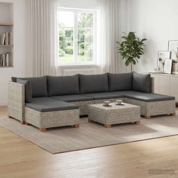 vidaXL 7 db Rattan Kerti Bútor Készlet Párnákkal GENDT Kubu Szürke