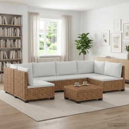 vidaXL 7 db Rattan Lounge Szett Párnákkal GENDT Természetes Rátta