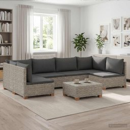 vidaXL 7 db Rattan Lounge Szett Párnákkal GENDT Természetes Rátta