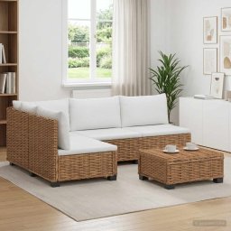 vidaXL 5 db Rattan Kerti Bútor Készlet Párnákkal GENDT Természetes
