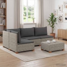 vidaXL 5 db Rattan Kerti Bútor Készlet Párnákkal GENDT Kubu Szürke