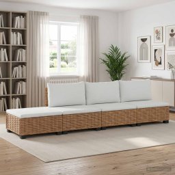 vidaXL 4 db Rattan Kerti Bútor Készlet Párnákkal GENDT Természetes