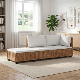 vidaXL 3 db Rattan társalgó szett párnákkal GENDT Természetes Rátta