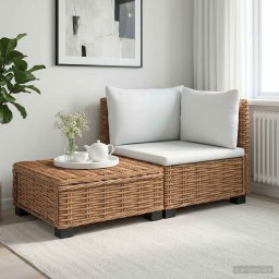 vidaXL 2 db Rattan Lounge Szett Párnákkal GENDT Természetes Rátta