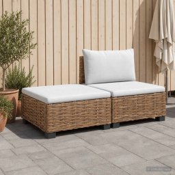 vidaXL 2 db Rattan Lounge Szett Párnákkal GENDT Természetes Rátta