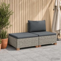 vidaXL 2 db Rattan Lounge Szett Párnákkal GENDT Természetes Rátta
