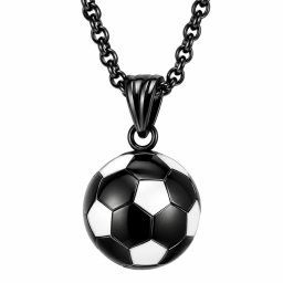 Fekete focilabda acél férfi nyaklánc sportos medállal