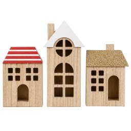 WOODLAND 21 cm-es fa házikó szett, 3 db