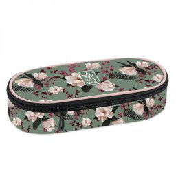 Flowery Green virágos ovális tolltartó gumipánttal - Ars Una