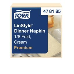 TORK Szalvéta, iparilag komposztálható, 1/8 hajtogatott, 1 rétegű, 39x39 cm, Premium, TORK "LinStyle", krém