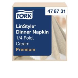 TORK Szalvéta, iparilag komposztálható, 1/4 hajtogatott, 1 rétegű, 39x39 cm, Premium, TORK "LinStyle", krém