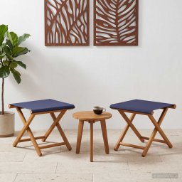 vidaXL Hintaágy 2 pcs Tömör Eukaliptusz Fa Kék