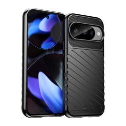 Szilikon telefonvédő (ütésállóság, csíkos, dombor minta) FEKETE Google Pixel 10, Pixel 10 Pro