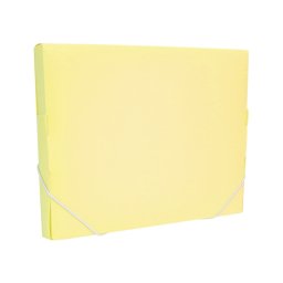 Gumis mappa A4, PP textil textúrájú gerincvastagított 30mm, Optima pasztell sárga
