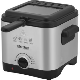 Kraft&Dele Rozsdamentes acél olajsütő, 1,5 L,1000 W, 130-190°C, Tapadásmentes belső bevonat, KD4330