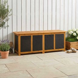 vidaXL Kerti Tároló Doboz 243 L Tömör Akácfa 150 x 50 x 56 cm Fekete