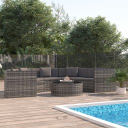 vidaXL 6 részes szürke polyrattan kerti ülőgarnitúra párnákkal
