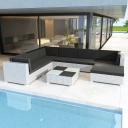 vidaXL 8 részes fehér polyrattan kerti ülőgarnitúra párnákkal