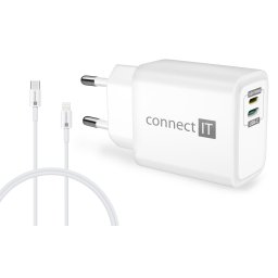 CONNECT IT DUPLEX töltőadapter 1xVilágítás 1×USB-C, 20W, kábel 27W, FEHÉR
