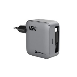 Forcell F-Energy VT-R5 USB-C hálózati töltő adapter USB-C kábellel, QC4.0, 3A, 45W, ezüst