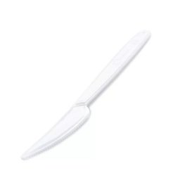 Kés, műanyag, többször használatos, 18 cm, 50 db "Premium", fehér
