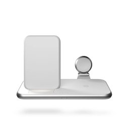 Zens 4-in-1 Stand + Watch Wireless Charger Aluminium White