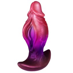 Dicklava Anál plug Vénás, ívelt alap 14 cm szilikon fekete