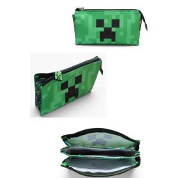 Minecraft 3 rekeszes cipzáras tolltartó 21×12 cm