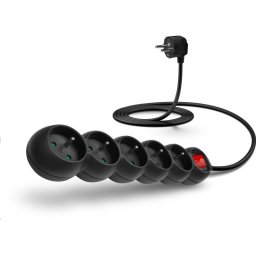 CONNECT IT hosszabbító kábel 230 V, 5 aljzat, 2 m, kapcsolóval (fekete)