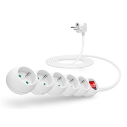 CONNECT IT hosszabbító kábel 230 V, 5 aljzat, 3 m, kapcsolóval (fehér)