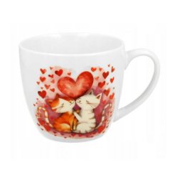 Szerelmes cicás porcelán bögre díszcsomagolásban - 460 ml