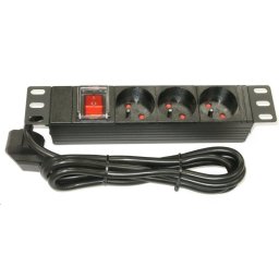 10" XtendLan elosztó panel 3x230V, CSN, kapcsoló, feszültségjelző, kábel 1, 8m, 1U