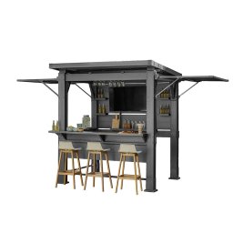 Bar-b-q gazebo műanyag kerti pavilon dió-szürke