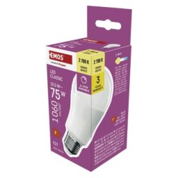LED izzó Classic A60 / E27 / 10,5 W (75 W) / 1 060 lm / meleg fehér /fokozatos fényerősz.