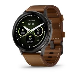 Garmin 010-03014-03 Venu 4 – 45 mm, sötétszürke, fekete szilikon- és barna bőrszíjjal (ED XD)