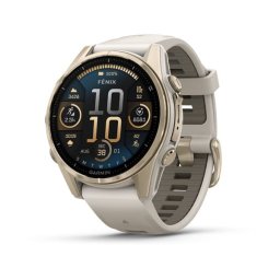 Garmin 010-02903-11 fenix 8 43mm AMOLED Sapphire, krémarany, homokkő/szürke szilikon szíjjal (ED XD)