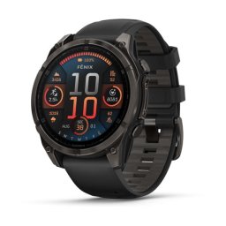 Garmin 010-02904-21 fenix 8 47mm AMOLED Sapphire, karbonszürke DLC titanium, fekete/sötétszürke szilikon szíjjal (ED XD)