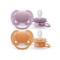 Philips Avent SCF091/33 Játszócumi Ultrasoft Premium neutral 6-18hó 2 db (narancs-lila)