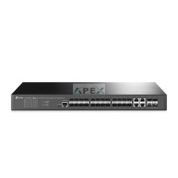 TP-LINK Switch 20x1000Mbps + 4xGigabit SFP kombó + 4x10G SFP+ + 1xkonzol port, Menedzselhető, SG3428XF