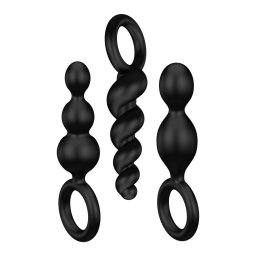 Satisfyer Booty Call - anál plug szett - Black (3 részes)
