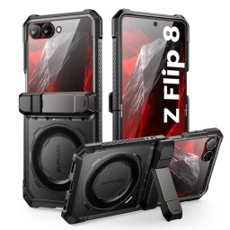 Supcase UB Grip Mag Samsung Galaxy Z Flip 8 ütésálló tok, kijelző védelemmel, kitámasztóval, Magsafe, fekete