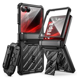 Supcase Beetle Pro Samsung Galaxy Z Flip 8 ütésálló tok, kijelző védelemmel, kitámasztóval, fekete