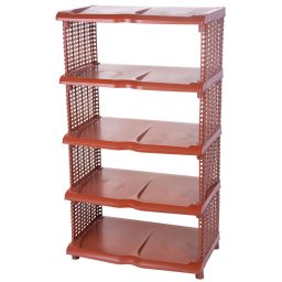 Cipőpolc Strend Pro, 5 szintes, műanyag, rattan, 48x30,5x86 cm