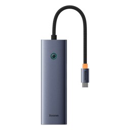 Baseus UltraJoy 6-Port HUB dokkoló állomás, 1xHDMI, 3xUSB-A, 1xUSB-C, 1xRJ45, szürke
